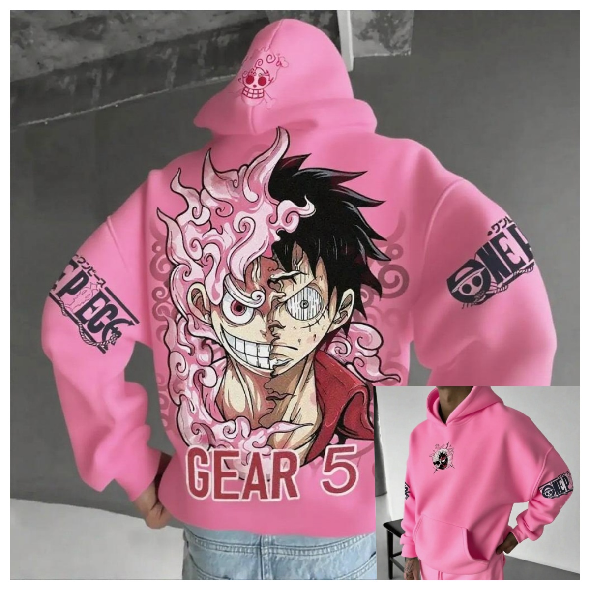 Men Women Pink Loose Hoodie On - Running Gear In Winter avis et prix