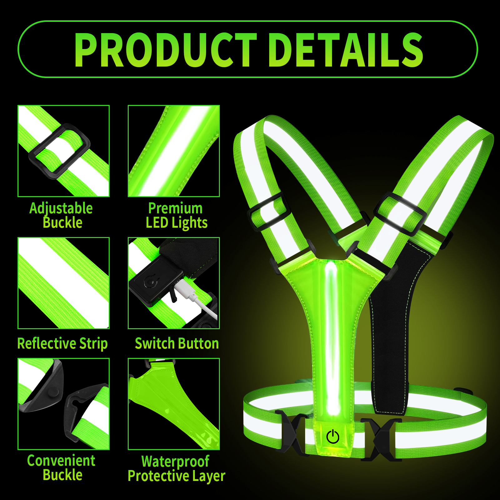 Adjustable LED Reflective Vest - Running Gear In Winter avis et prix